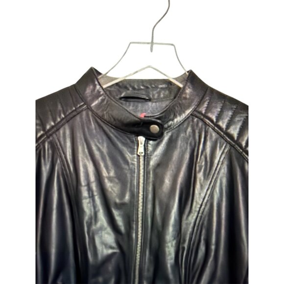 NWT Nordstrom Black Leather Moto Jacket With Quilted Detailing For Women - Picture 12 of 16